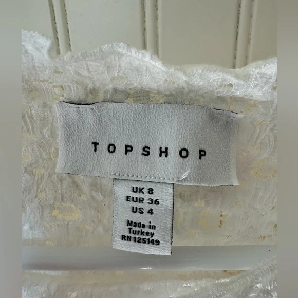 Topshop White Lace Shirt Size 4 - Picture 2 of 3